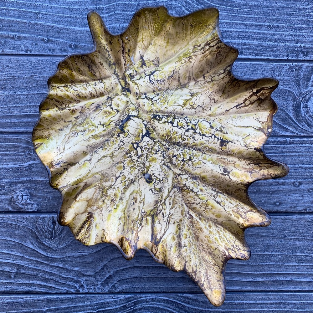 Glass Gold Leaf Trinket Dish Contemporary Home